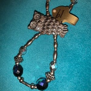 Large Flexi Clip - Owl with Blue Beads